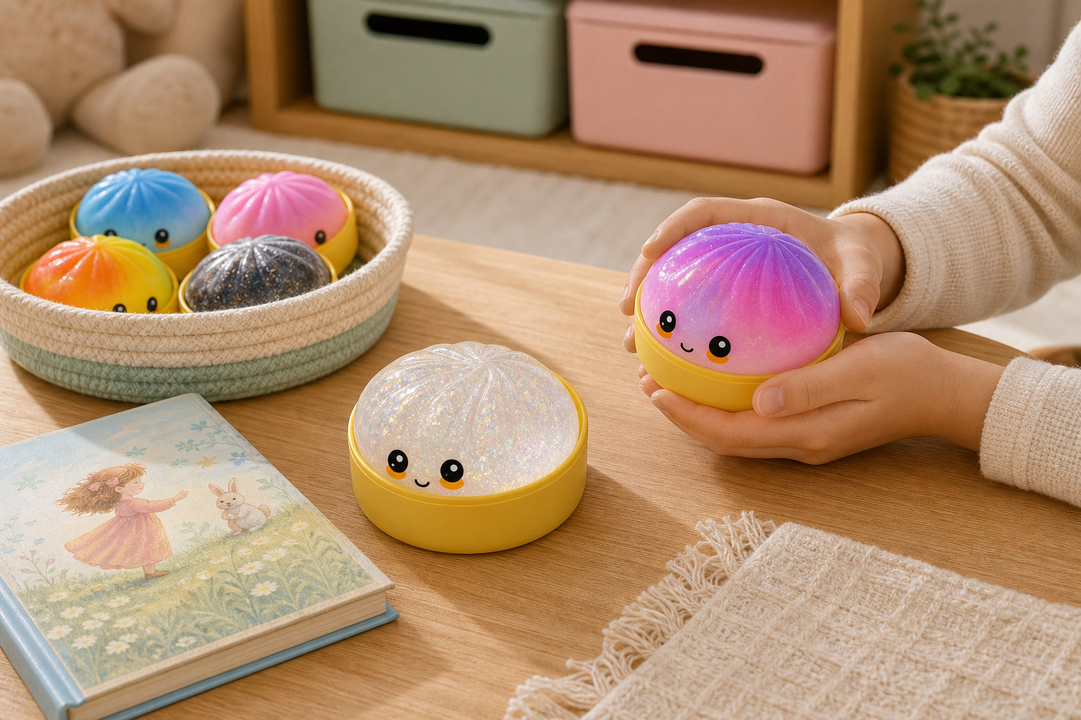 Calm sensory play with bao squishy toys