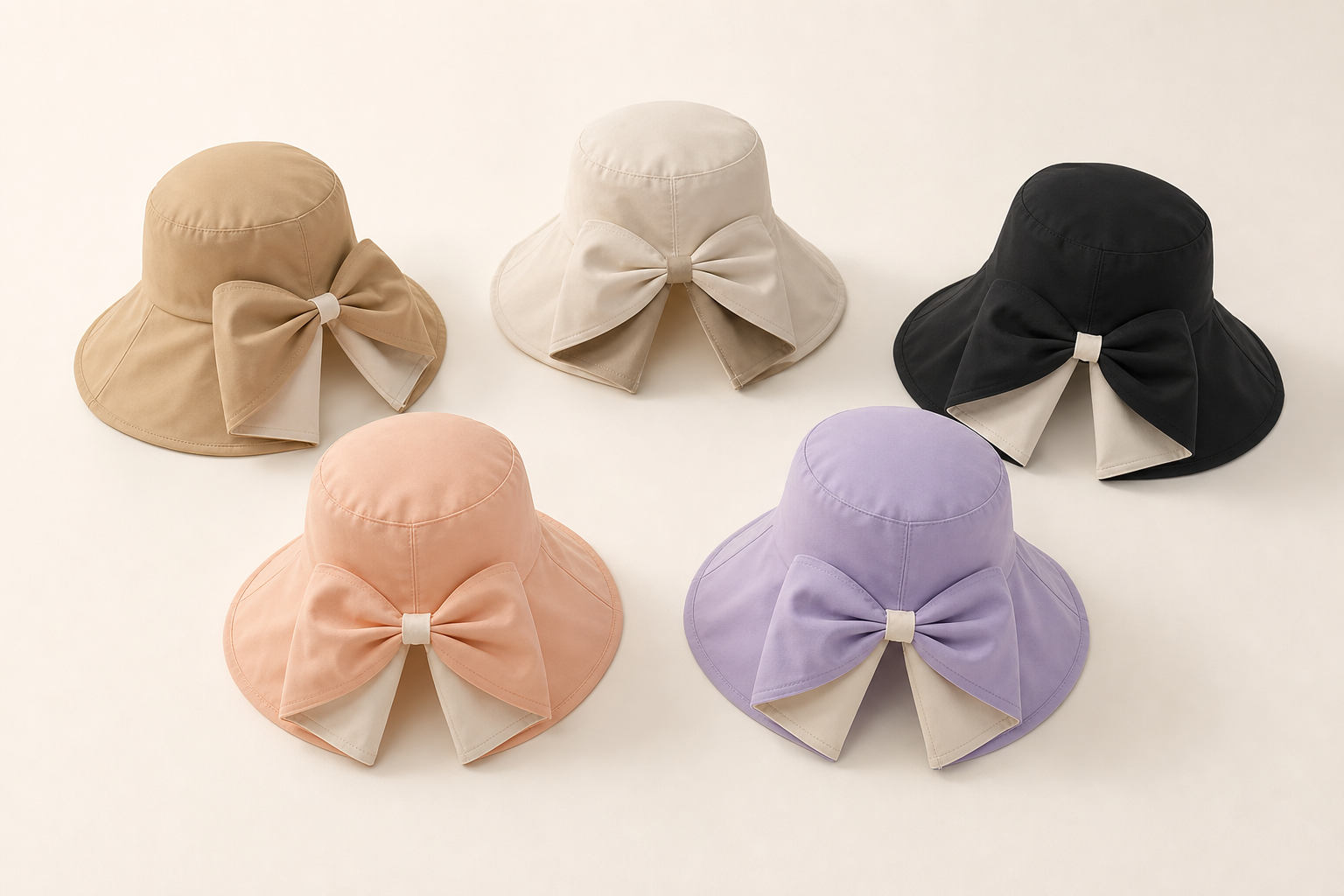 Multiple color options of bow-back sun hat