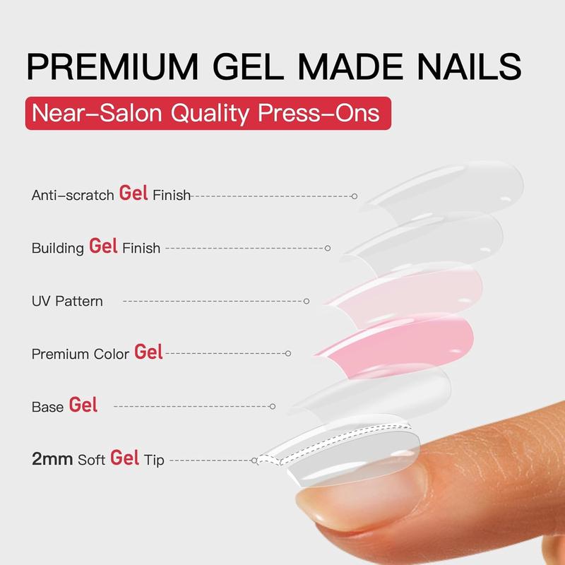 Premium gel press-on nail layer explanation