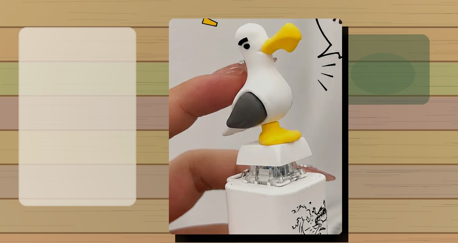 Mine seagull charm on a clean desk
