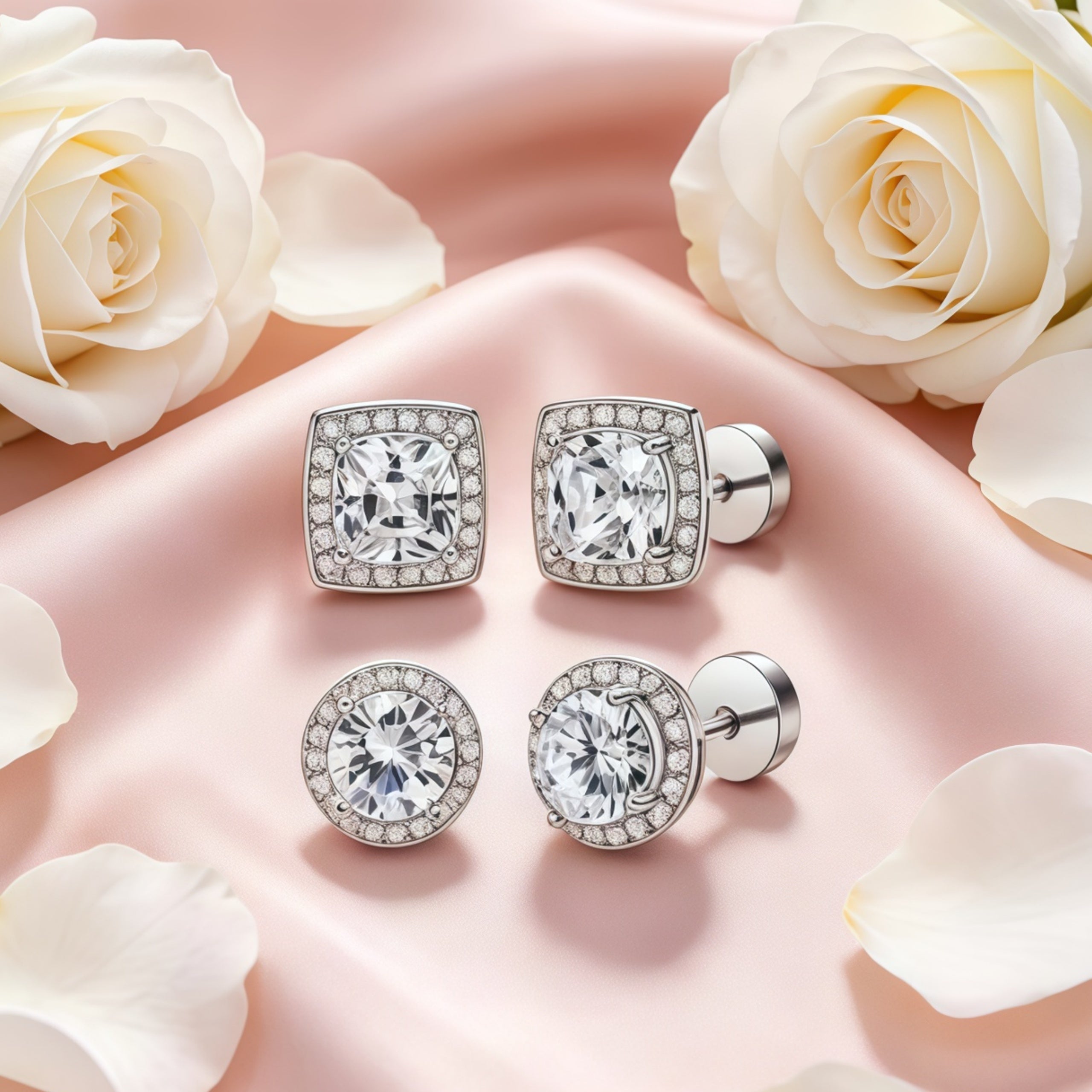 Women's Luxury Halo Zircon Stud Earring