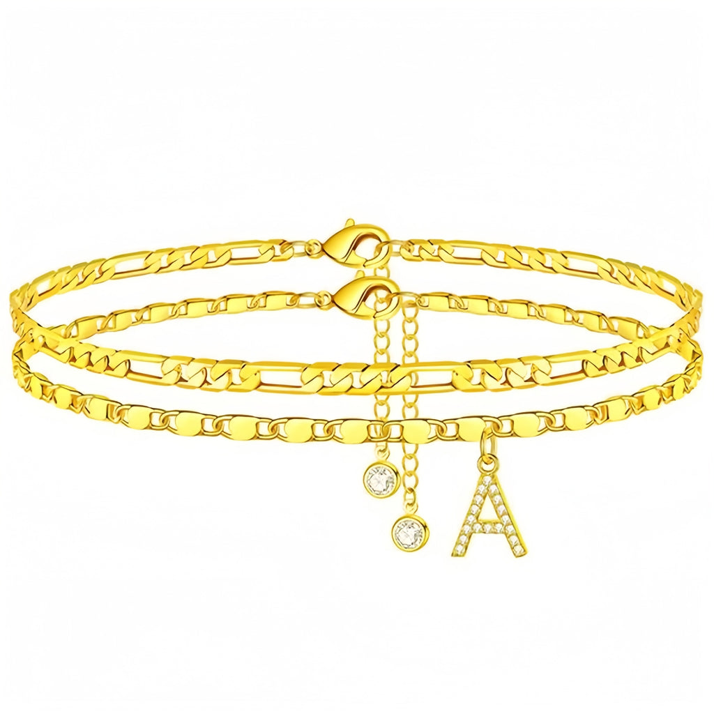 Women's letter stacked anklet bracelet