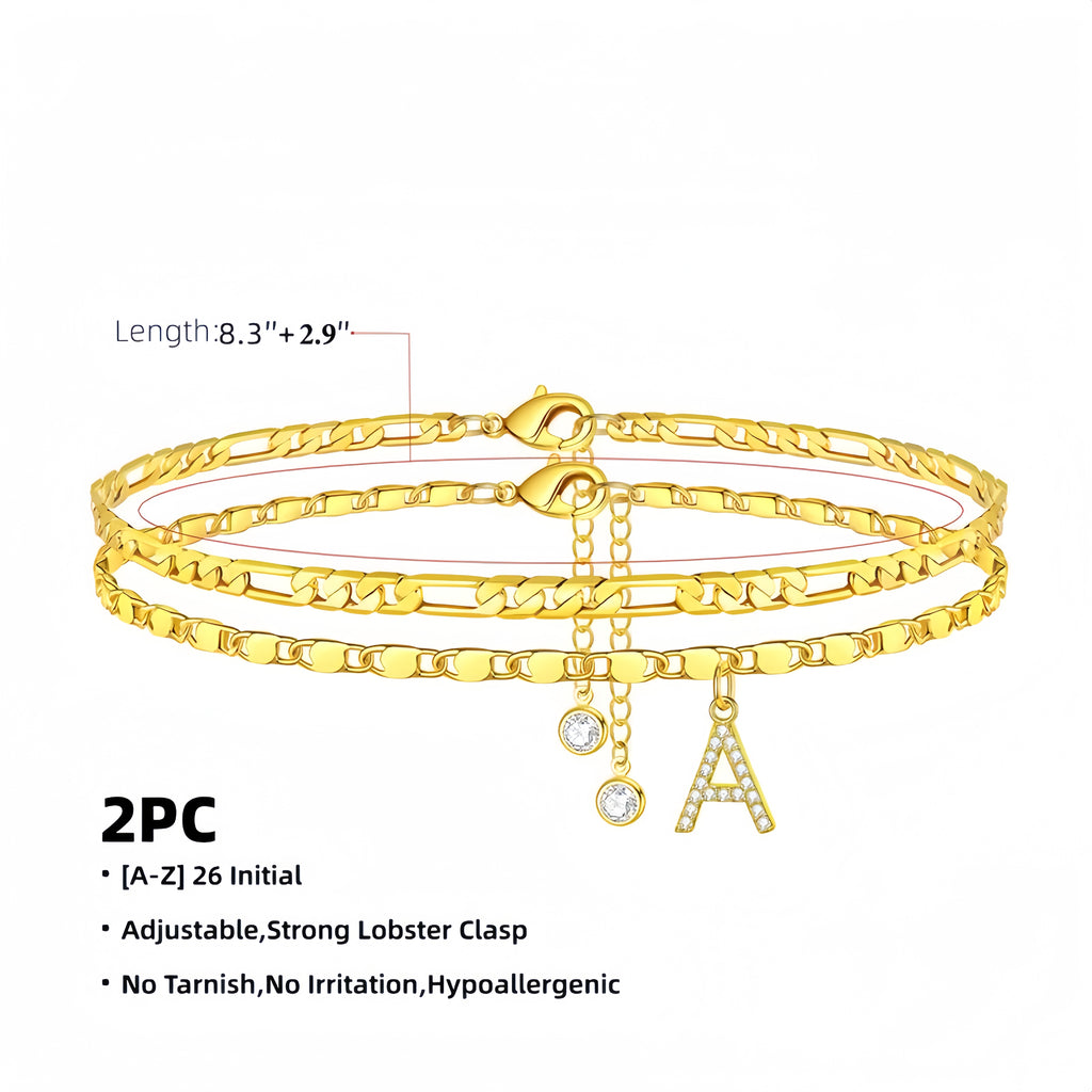 Women's letter stacked anklet bracelet