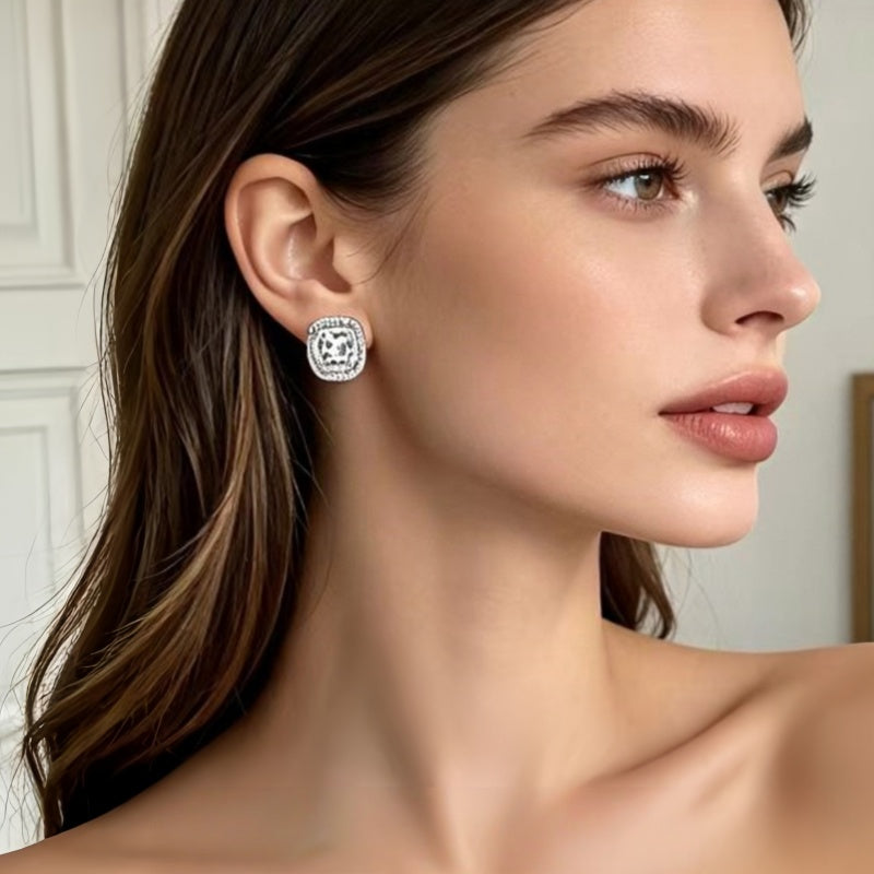 Women's Luxury Halo Zircon Stud Earring