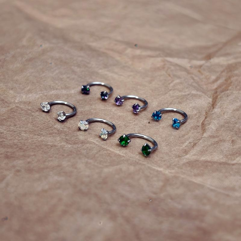 6-Color Crystal Horseshoe Nose Ring Set