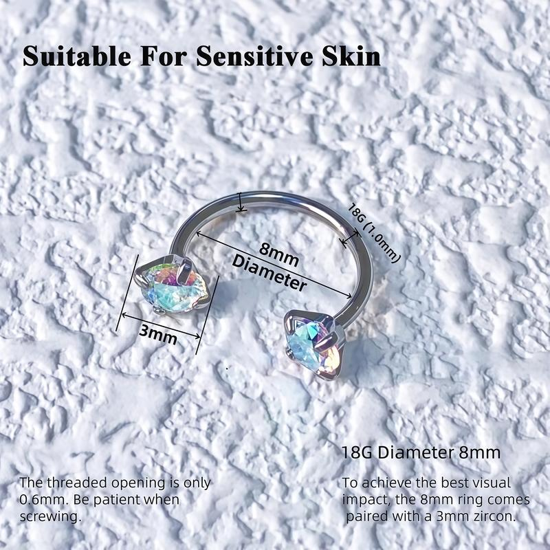 6-Color Crystal Horseshoe Nose Ring Set