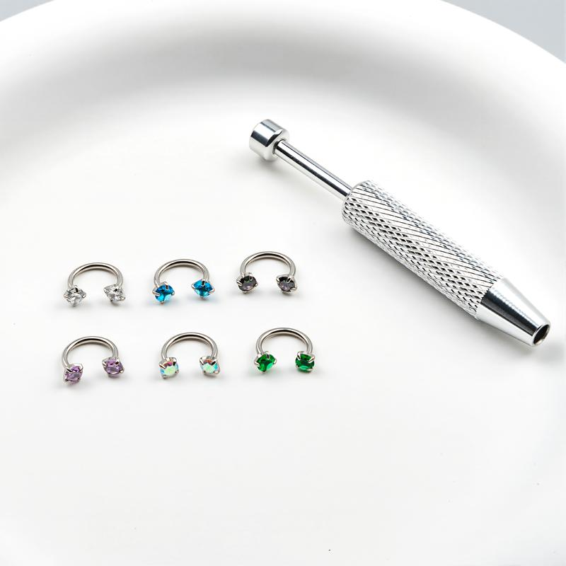 6-Color Crystal Horseshoe Nose Ring Set