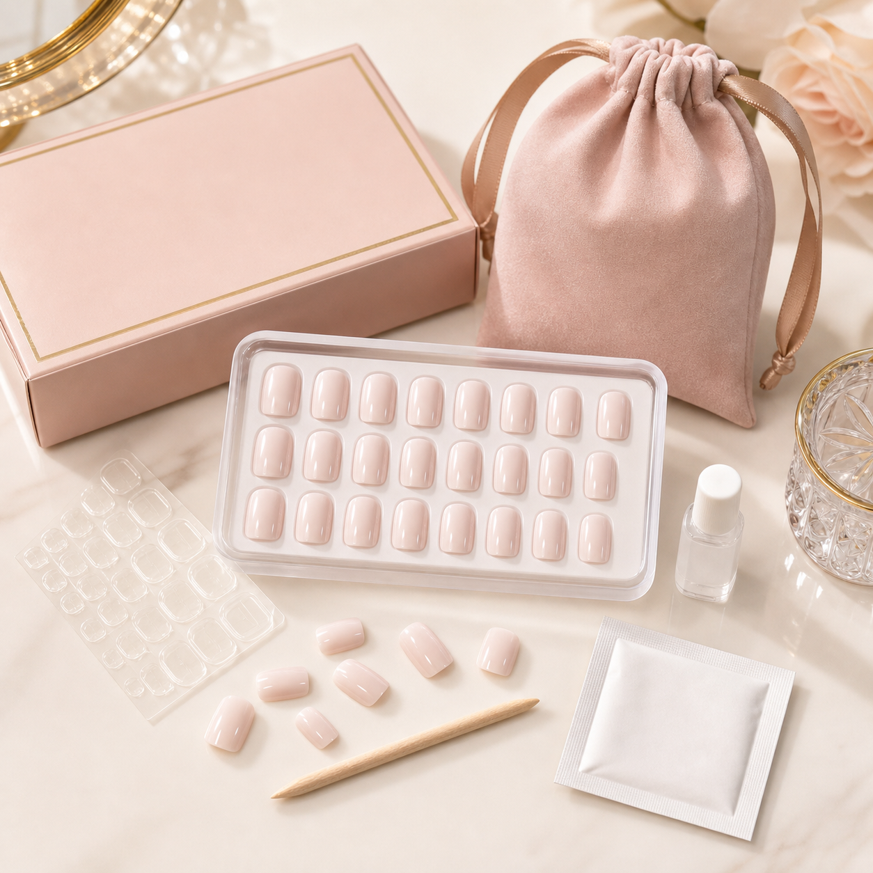 Premium press-on nail kit components