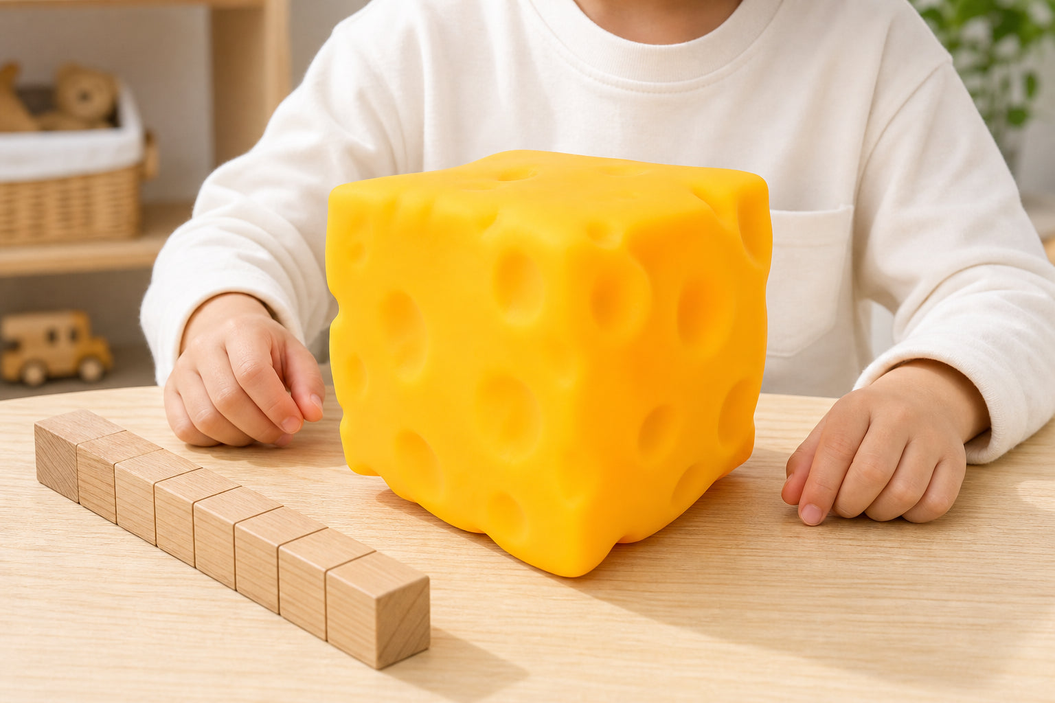 Jumbo size comparison of cheese sensory toy
