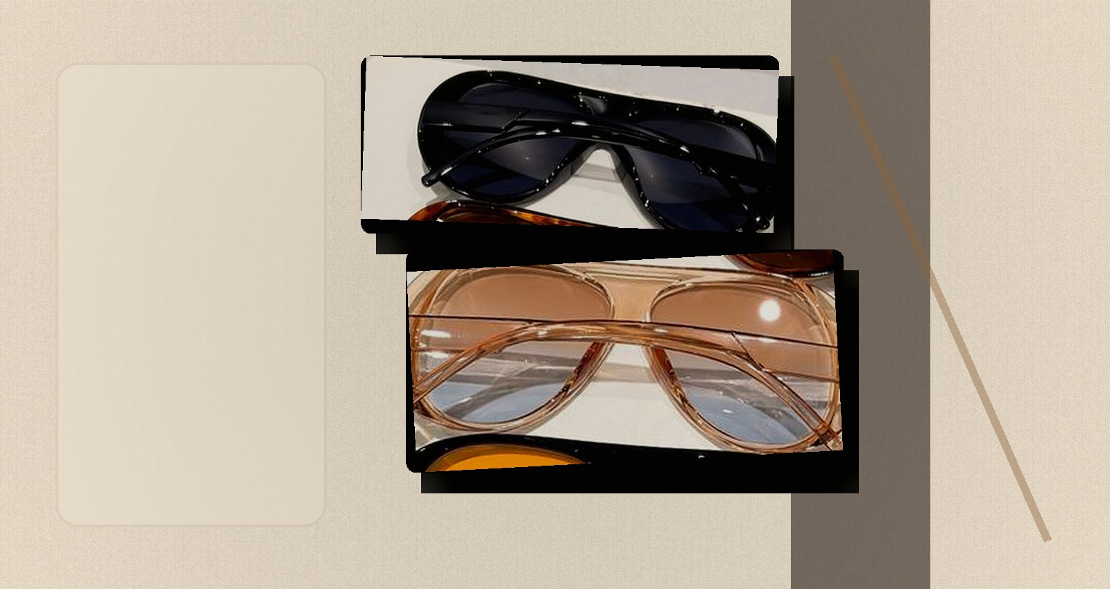 Outfit pairing with black and champagne sunglasses